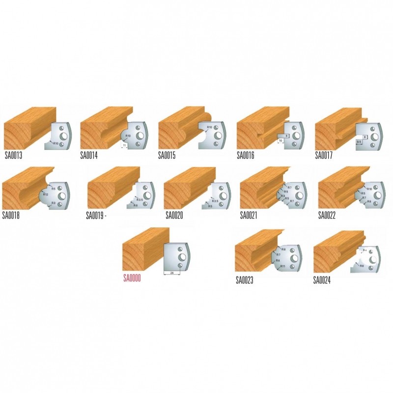13 profile cutterhead sets with knives (profiles 13÷24)