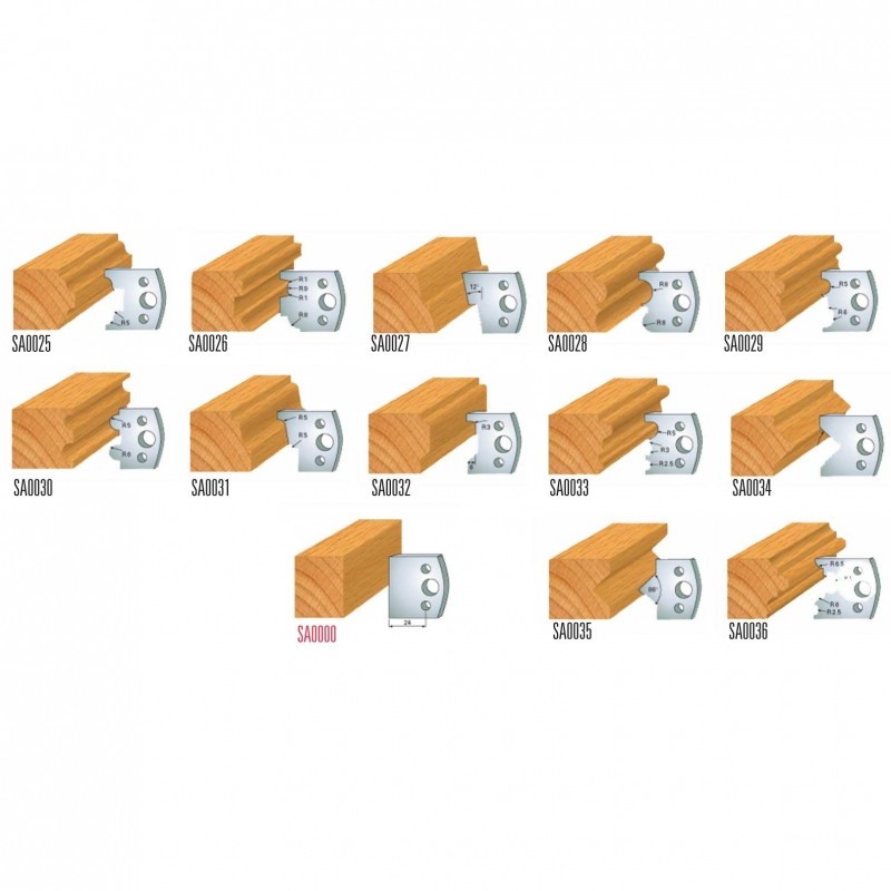 set multiprofilo con coltelli in acciaio sp profili 25 36