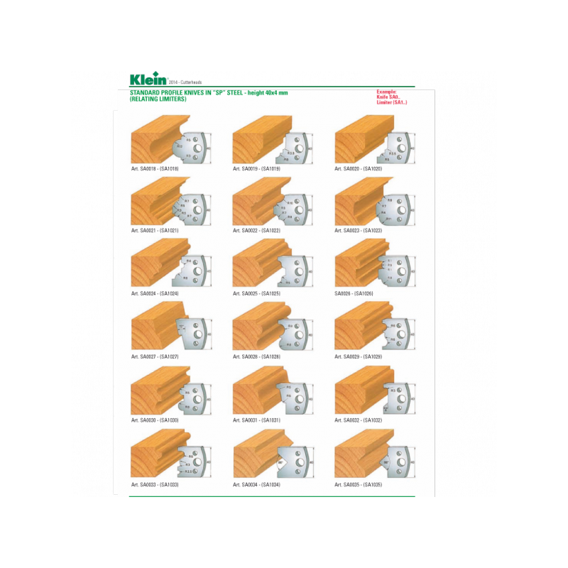 cuchillas y contracuchillas perfiladas estándar en acero sp -