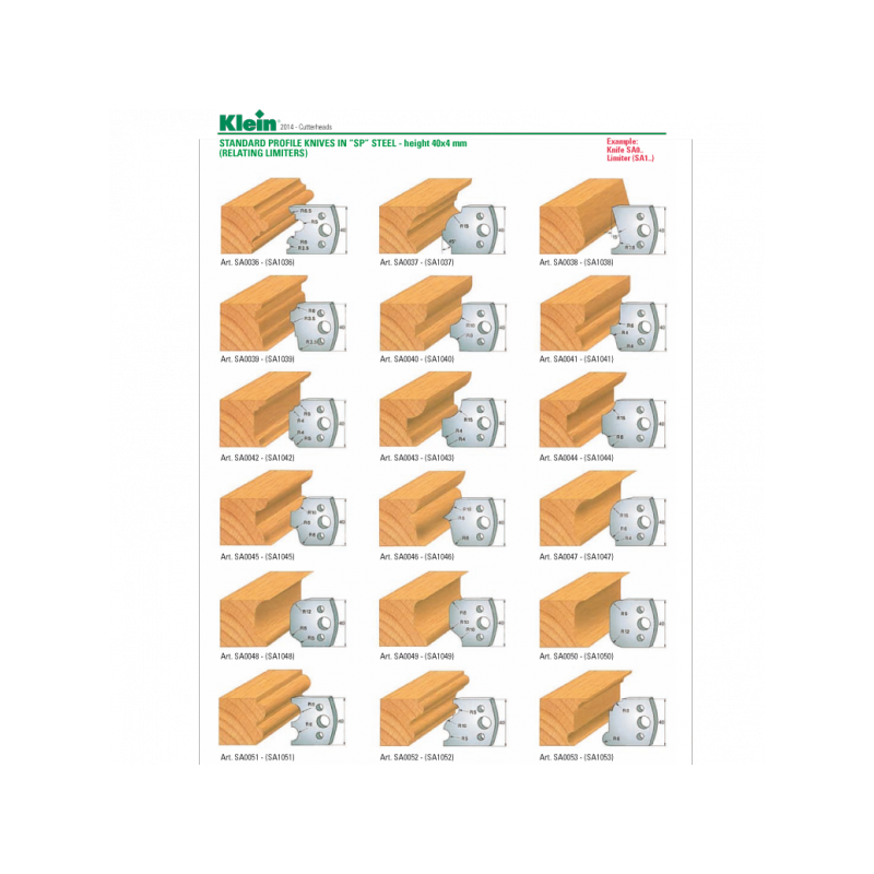 coltelli e limitatori sagomati standard in acciaio sp - h 40x4