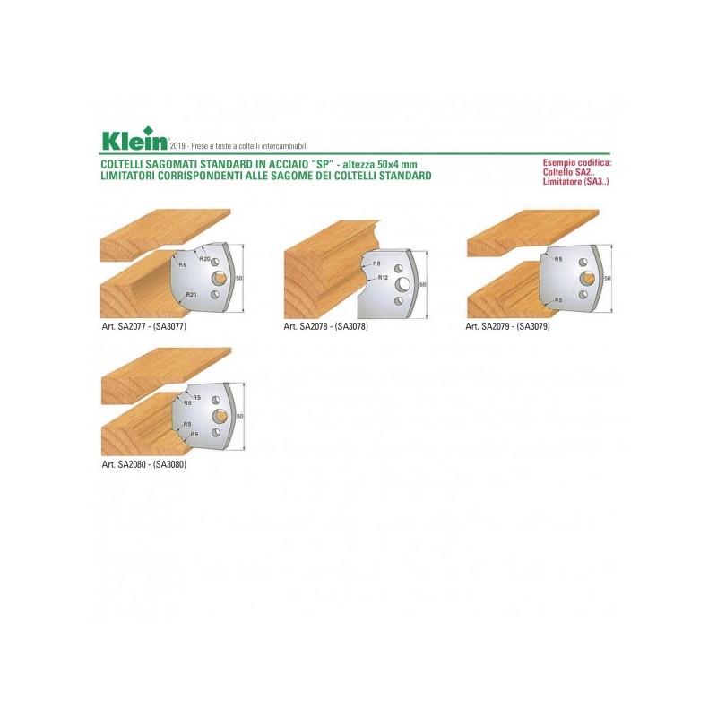 coltelli e limitatori sagomati standard in acciaio sp - h 50x4