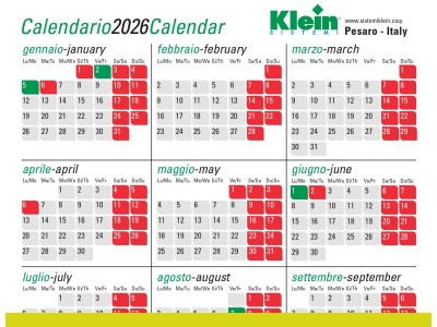 Calendario 2026 SISTEMI Klein®